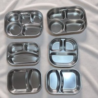 Assiette compartimentée en acier inoxydable 304 de qualité alimentaire, 2/3/5 compartiments, pour enfants, école et cantine (vente en gros)