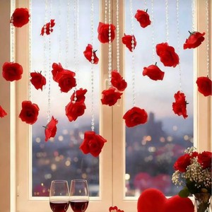 Decorazioni per Soffitto Matrimoniale All'Ingrosso, Tende di Perline di Cristallo con Rose Artificiali, Sfondo per Palcoscenico, Tende a Filo per Decorazioni di Matrimoni, Feste e Banchetti - Product Image 6