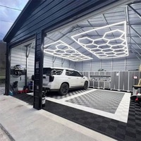 Plafonnier LED hexagonal 568W en nid d'abeille, étanche IP66, intensité variable, lampe d'atelier et de garage 6500K lumière du jour, pour detailing automobile et lavage de voitures