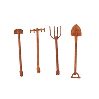 Modèle miniature de jardinage décoratif en métal rouillé pour maison de poupée, 4 pièces, échelle 1:12