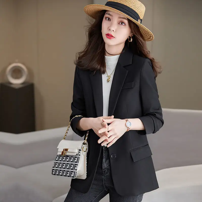 S-2XL Spring and Autumn New Korean Style Temperament Fashion Versatile Design Suit Coffee Small Suit Women's Jacket blazer