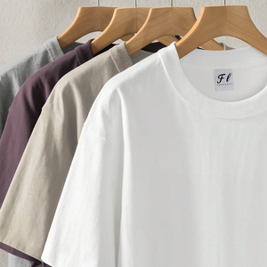 アメリカ製高品質180g 100%コットン工場価格メーカーカスタムロゴプリントTシャツ無地ユニセックス男女兼用Tシャツ - Product Image 1