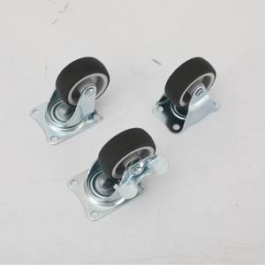 Roulettes pivotantes silencieuses de 1,5 pouce x 2 pouces avec freins, en matériau PP léger pour meubles - Product Image 2