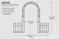 Arche solaire décorative pour plantes avec treillis courbé, panneaux de clôture de jardin et piquets de fixation au sol