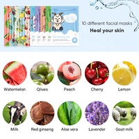 Masque Tissu Visage Hydratant Marque Blanche Coréen pour Soins de la Pe Peau, à l'Extrait Naturel de Plantes et Fruits