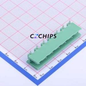 KF2EDGR-7.5-7P Plug-in Terminal Block Bent Lead Through Hole,P=7.5mm Connector Board-to-Board / Socket - Open 1x7P 7.5mm Green - Product Image 1