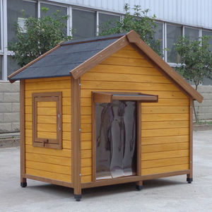 บ้านสุนัขไม้ลวดลายทึบสำหรับสุนัขที่ใช้เป็นผ้าม่านที่สะดวกและมีสไตล์ - Product Image 2