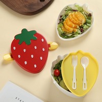 Boîte à lunch en plastique à double étage en forme de fraise, très vendue, pour enfants et étudiants, contenants à collation pour la maternelle