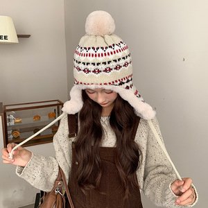 Bonnet de ski doublé en polaire pour femme, chapeau chaud d'hiver coupe-vent avec protection pour les oreilles, chapeau en laine taille adulte - Product Image 2
