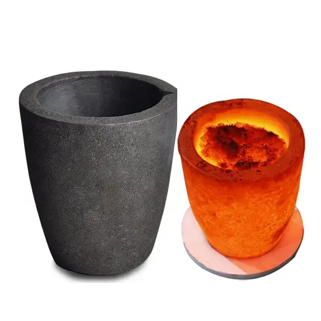 Yüksek sıcaklık eritme silisyum karbür grafit pota 50kg 200kg 300kg cam erime potası