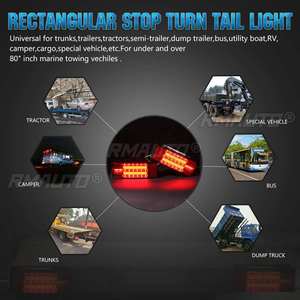 2 pièces Feux arrière LED rectangulaires pour camion, feux stop, clignotants, indicateurs pour remorque, bateau, camping-car, tracteur, poids lourd - Product Image 3