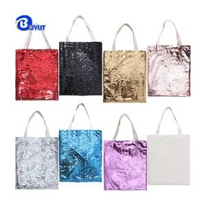 Thăng hoa khoảng trống 40*34cm mua sắm Tote Túi ma thuật lật sequin Linen Túi mua sắm trong bán buôn