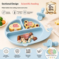 Ensemble d'alimentation pour bébé en silicone avec bol et tasses, base antidérapante, sans BPA, design mignon et frais pour nourrissons et enfants