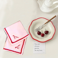 Serviettes de table en lin personnalisées avec logo brodé, carrées, avec bordure brodée, dessous de plat