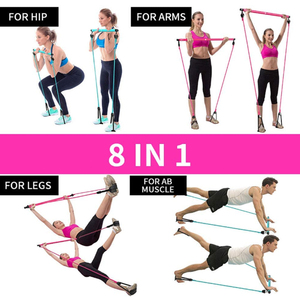 Home Workout Yoga Pilates Bar Kit, <span class=keywords><strong>2</strong></span> Latex Exercise Resistance Band with Foot <span class=keywords><strong>Loop</strong></span> - Product Image 5