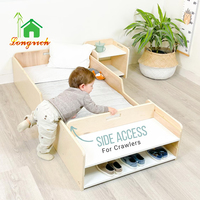Lit bébé pliable en bois Montessori moderne avec barrières, lit pour tout-petit, couleur et logo personnalisés