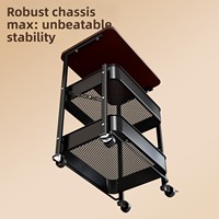Chariot mobile pliable en bois de style médiéval soigneusement sélectionné, avec roues en fer et design carré – Idéal pour chambre, salon, rangement de collations