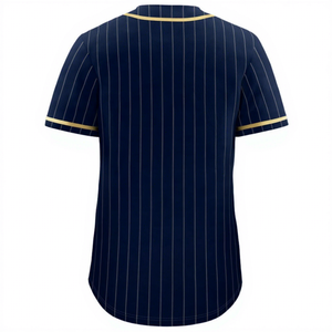 Camiseta de Béisbol a Rayas Azul Marino para Hombre, Manga Corta, Absorbe la Humedad, Cierre de Botones, Ropa Deportiva, Corte Regular, Todas las Temporadas - Product Image 2