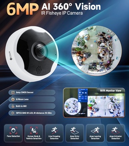 4COVR 6MP ソニーセンサー 360度EPTZ魚眼カメラ パノラマナイトビジョン 双方向音声 AI顔認識 <span class=keywords><strong>CCTV</strong></span> PoEセキュリティ - Product Image 3