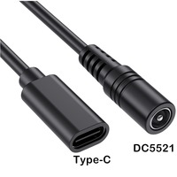 Câble d'alimentation CC de charge rapide USB C vers 5521 55*21 0,25 m 22AWG 3A avec blindage tressé pour ordinateur et appareil photo