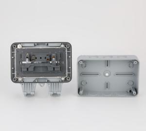 Enchufes franceses dobles de 16A impermeables para exteriores, toma de corriente eléctrica <span class=keywords><strong>con</strong></span> <span class=keywords><strong>interruptor</strong></span> maestro IP66 Para Fila de enchufes de carga a prueba de lluvia - Product Image 4