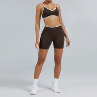 Ensemble de yoga sans couture pour femmes, rehausseur de dos, style européen et américain, tenue de course à séchage rapide, ensemble de sport et fitness.