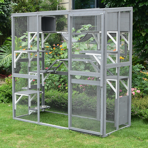 Großes Katzen gehäuse im Freien für mehrere Kätzchen, Katzen haus aus Holz mit wasserdichter Abdeckung, Eigentums wohnungen, Plattformen, Brücke, Türen - Product Image 4