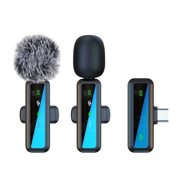 Wireless Lavalier Dynamic Microphone Clip Noise Cancellation for Android/iPhone Video Recording Plug-and-Play Metal Construction