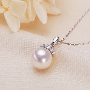 Collier pendentif en perles d'eau douce de gros de Zhuji avec chaîne claviculaire, ensemble simple en zircon rond de style Edison, design cils - Product Image 2