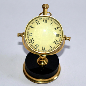 Vintage Brass Desk <b>Clock</b> Round Table <b>Clock</b> Mechanical Analog Timepiece for Home Office Study Decor - Product Image 4