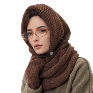 Nouveau bonnet en tricot 100% acrylique de couleur unie, mode décontractée, cagoule, <span class=keywords><strong>masque</strong></span> facial en tricot, chaud pour l'automne et l'hiver - Product Image 5