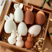 Vela Aromática Artesanal con Forma de Huevo de Pascua, con Rayas y Aroma a Vainilla Francesa y Madera de Sándalo, Decoración para Regalo Navideño