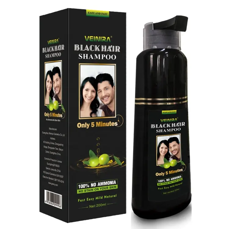 Color hair shampoo anti gray black hair dye home salon use easy operation