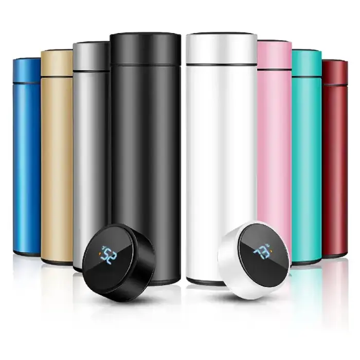 Пользовательские цвета 500 мл кружка умная светодиодная крышка температуры чая вакуумные спортивные бутылки для воды