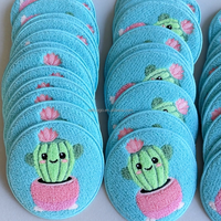 Placement de table ronde de cactus de gros OEM Placement de logo en tissu de sous-verres en chenille brodés