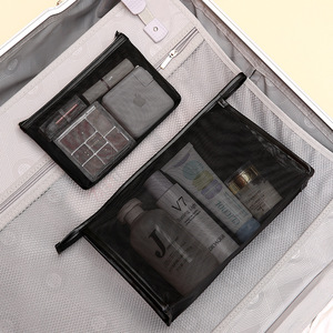 Bolso de tela de malla negra para mujer, bolsa de mano portátil para viaje al aire libre, bolso de cosméticos, bolsa de maquillaje de estilo <span class=keywords><strong>simple</strong></span> - Product Image 6