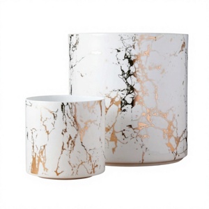 Jardinière de style américain moderne avec motif marbré, finition émaillée durable, décoration de plantes d'intérieur - Product Image 2