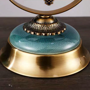 European Retro Desktop <b>Clock</b> Circular Metal Silent Table <b>Clock</b> Home Ornament Grandfather Style Decorative Timepiece - Product Image 4