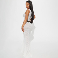 2024 été mode Sexy transparent robe ensemble sans manches haut queue de poisson jupe deux pièces ensemble avec broderie dentelle décoration