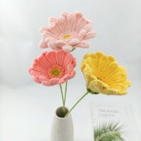 Bunga Gerbera Afrika Rajutan Tangan Kustom Baru untuk Vas Rumah, Hadiah Pernikahan, Dekorasi Ornamen Buatan Tangan yang Sudah Jadi