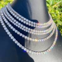 Chaîne de tennis de luxe en moissanite VVS de 2mm, 3mm, 4mm, 5mm, 925mm, testeur de passe en argent 6.5, RTS Hip Hop au prix de gros