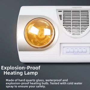 Chauffe-salle de bain/bain pour douche avec lampe Combinaisons de chaleur/ventilateur/lumière Chauffe-pièce électrique - Product Image 3