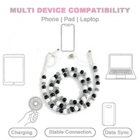 Kabel Pengisi Daya Mobil 4 in 1 Bermotif Kotak-kotak Hitam Putih, Bebas Kusut, Kabel Data Pengisi Daya Ponsel