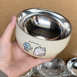 Fufufu Cartoon Stainless Steel Bowl Set Double Walled Insulated For Children And Adults Microwave Safe - Product Image 3