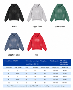 Felpa Casual da Uomo Personalizzata, Giacca con Cappuccio Oversize Tinta in Capo, <span class=keywords><strong>Cardigan</strong></span> in Pile Terry Streetwear - Product Image 5