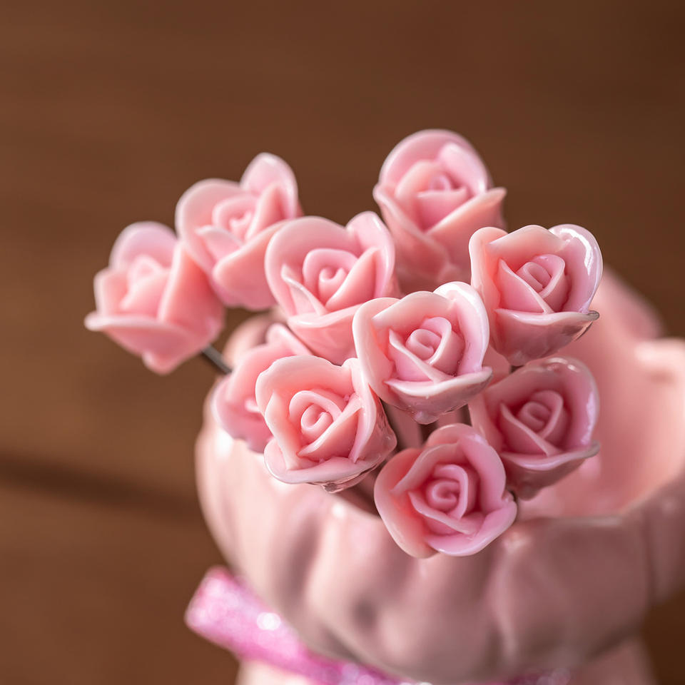 Tea Colour Pattern Ceramic Rose Design Stainless Steel Fruit Fork Creative Tea Ceremony ...