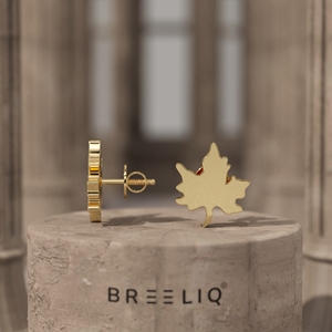 Pendientes de Oro Blanco Sólido de 14K con Forma de Hoja de Arce para Mujer, Joyería Minimalista Inspirada en la Naturaleza, Pendientes de Hoja de Otoño en Oro Liso, Regalo - Product Image 5