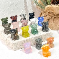 Vente en gros de mini sculptures d'animaux en pierre naturelle Koala mini sculpture de koala en cristal pour cadeaux et présentoir