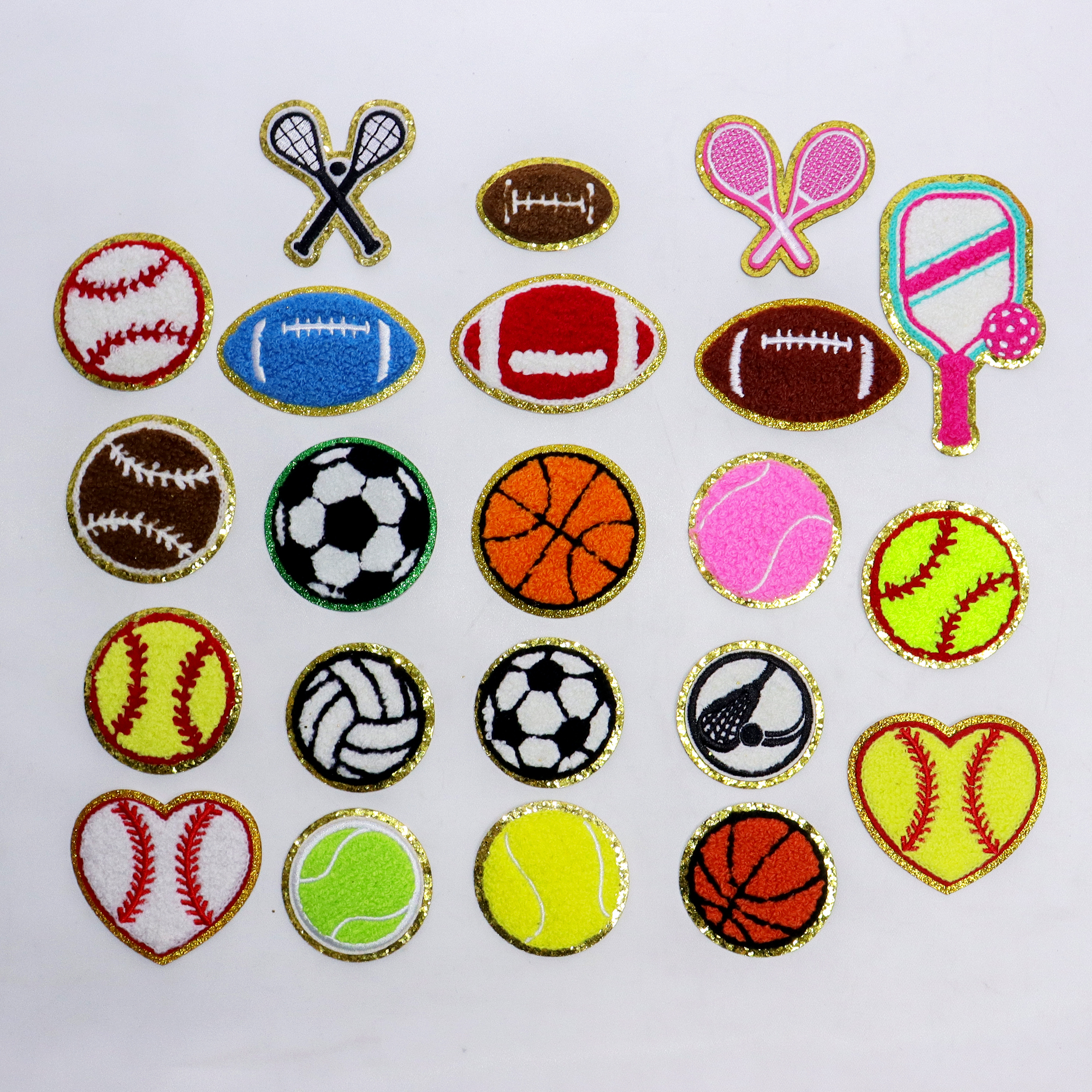 T-shirt Hats Bags DIY Decoration Chenille Embroidery Patches Baseball Tennis Racket Pickle Ball Sport Patches Iron on Patches