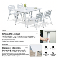 Ensemble table et chaises en métal de style nordique moderne pour l'extérieur, durable, imperméable, résistant au soleil, fabriqué sur mesure pour les restaurants, populaire en Europe